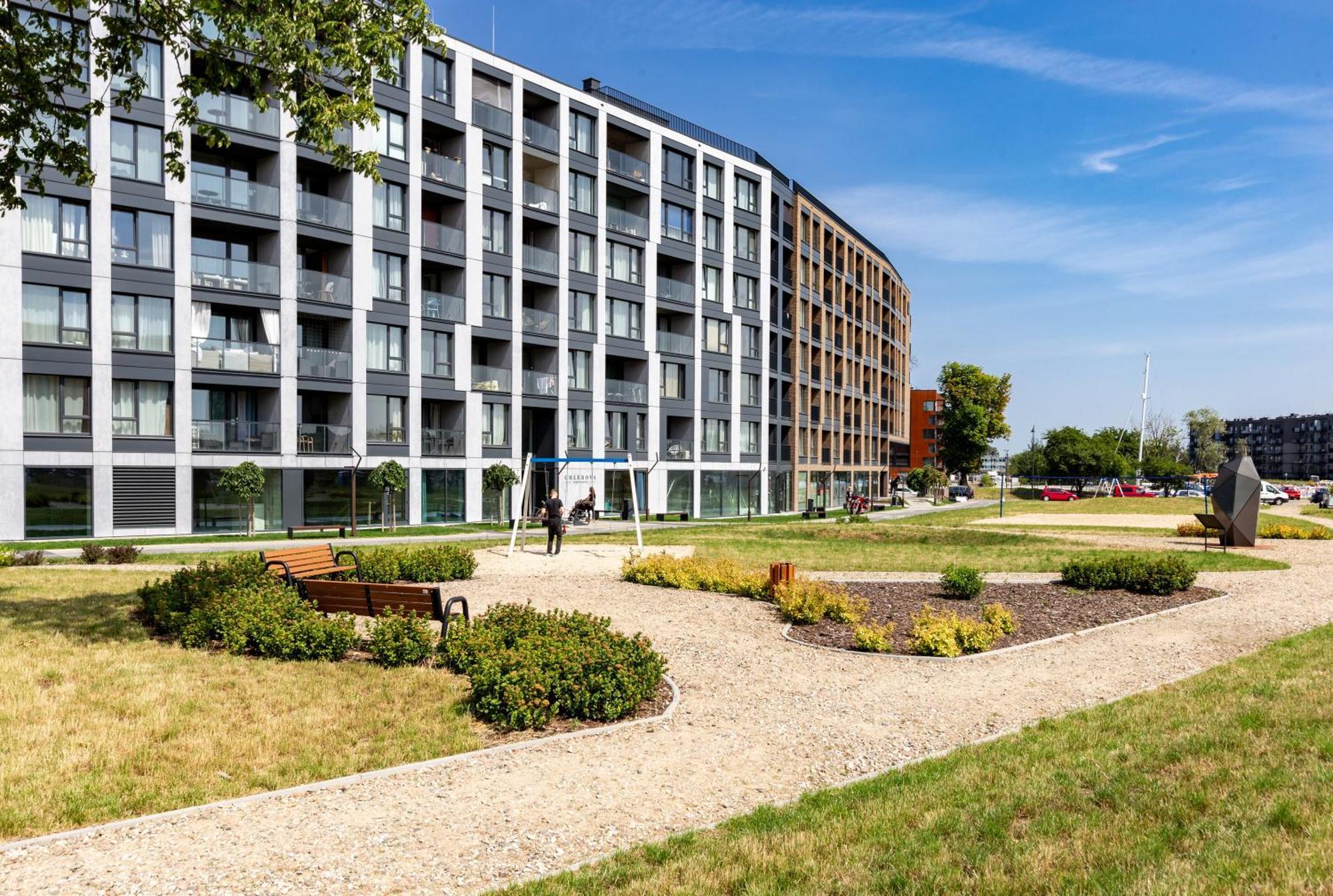 Chlebova - Riverside View Terrace, Free Parking, Gym & Kidsplay By Downtown Apartments Gdańsk Kültér fotó